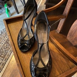 Black lace Mary Jane Shoes